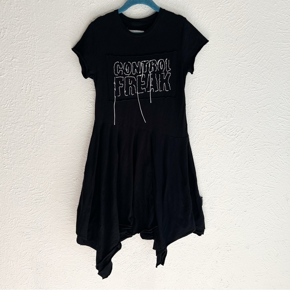 Nununu “Control Freak” Asymmetric Hem Dress – Black Size 6-7 Goth streetwear